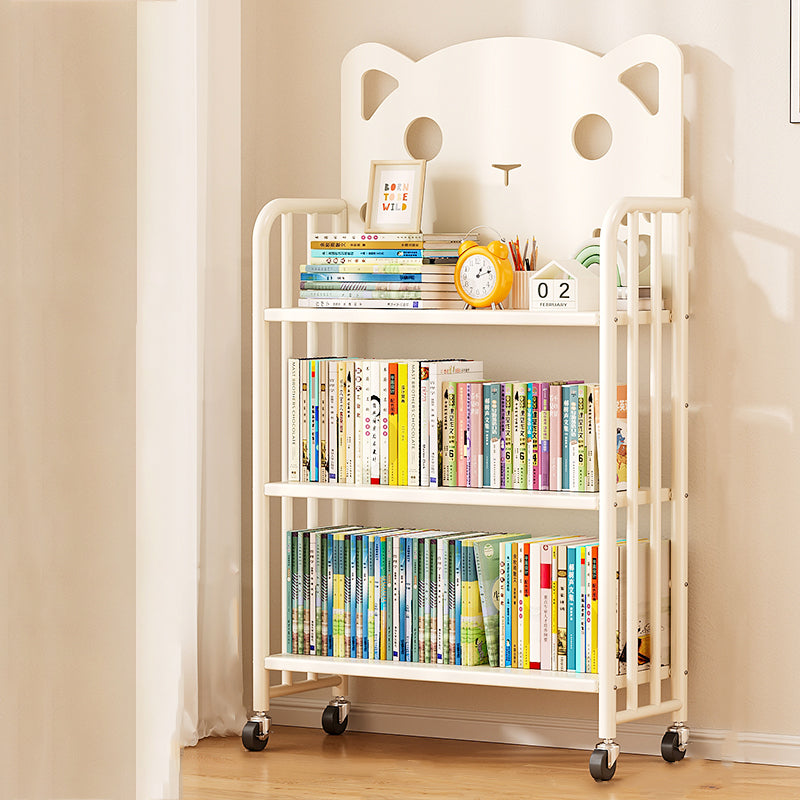 Modern Minimalist Cat-Shaped Rectangular Carbon Steel Movable Kids Bookshelf 3/4-Tier Storage For Study Cuvalon