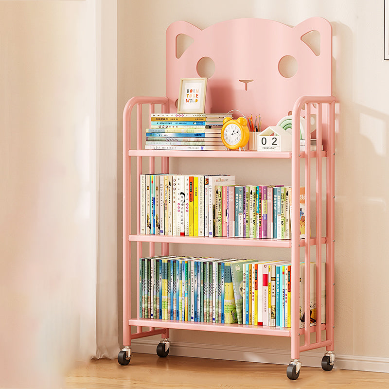 Modern Minimalist Cat-Shaped Rectangular Carbon Steel Movable Kids Bookshelf 3/4-Tier Storage For Study Cuvalon