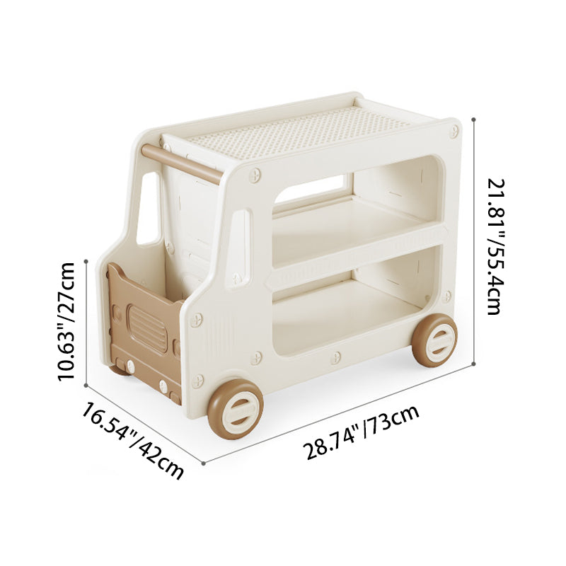 Modern Art Deco Car-Shaped Eco-Friendly HDPE Movable Kids Storage End Table 3-Tier For Living Room Cuvalon