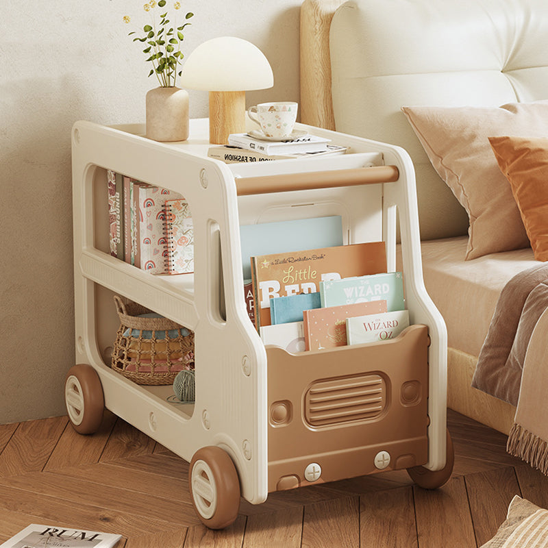 Modern Art Deco Car-Shaped Eco-Friendly HDPE Movable Kids Storage End Table 3-Tier For Living Room Cuvalon