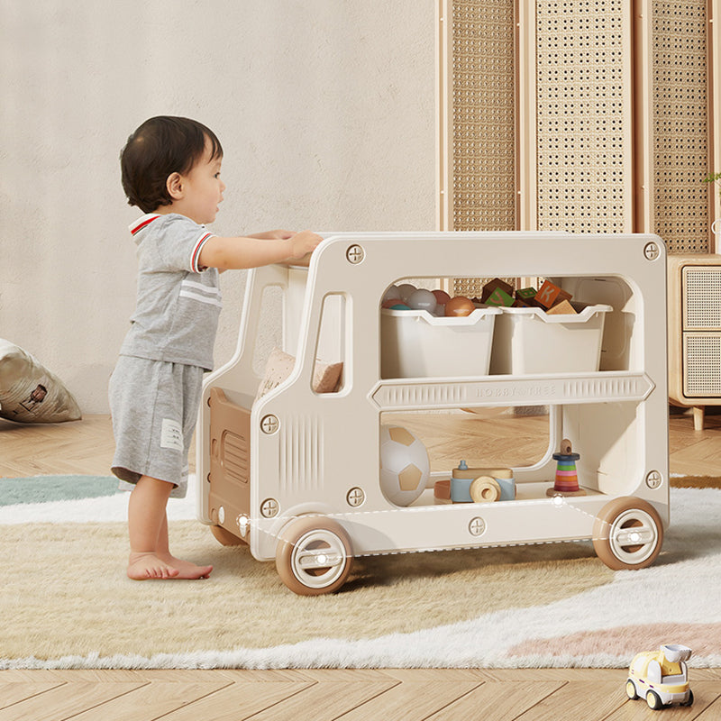 Modern Art Deco Car-Shaped Eco-Friendly HDPE Movable Kids Storage End Table 3-Tier For Living Room Cuvalon