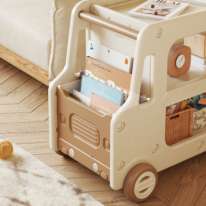 Modern Art Deco Car-Shaped Eco-Friendly HDPE Movable Kids Storage End Table 3-Tier For Living Room Cuvalon