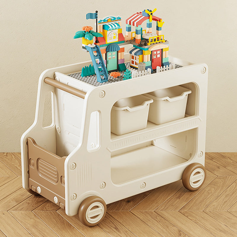 Modern Art Deco Car-Shaped Eco-Friendly HDPE Movable Kids Storage End Table 3-Tier For Living Room Cuvalon