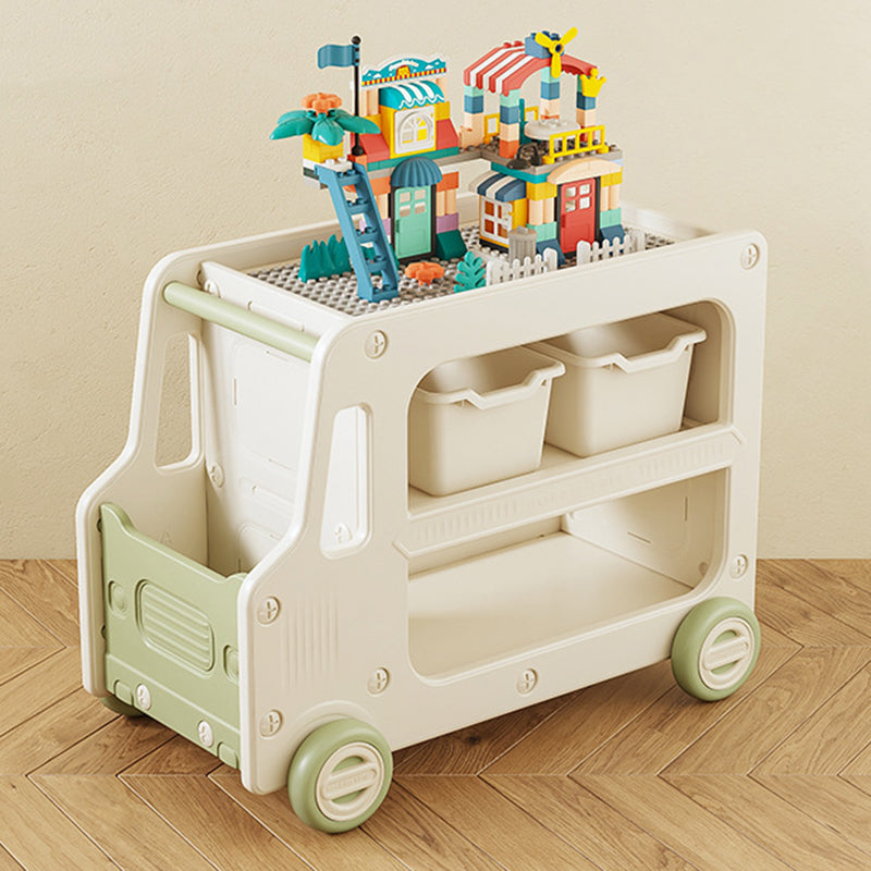 Modern Art Deco Car-Shaped Eco-Friendly HDPE Movable Kids Storage End Table 3-Tier For Living Room Cuvalon