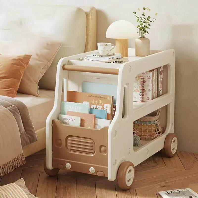 Modern Art Deco Car-Shaped Eco-Friendly HDPE Movable Kids Storage End Table 3-Tier For Living Room Cuvalon