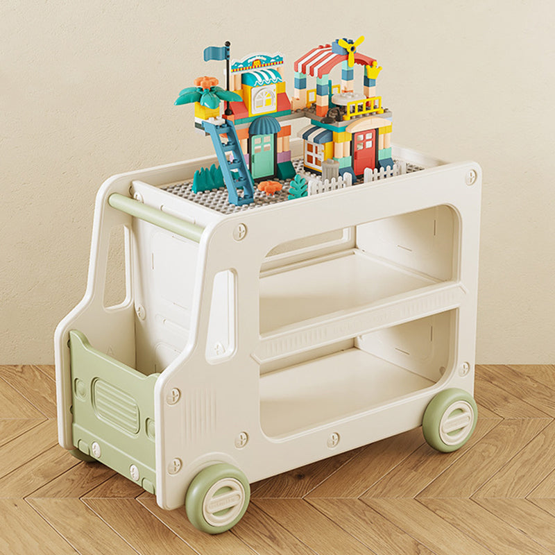 Modern Art Deco Car-Shaped Eco-Friendly HDPE Movable Kids Storage End Table 3-Tier For Living Room Cuvalon