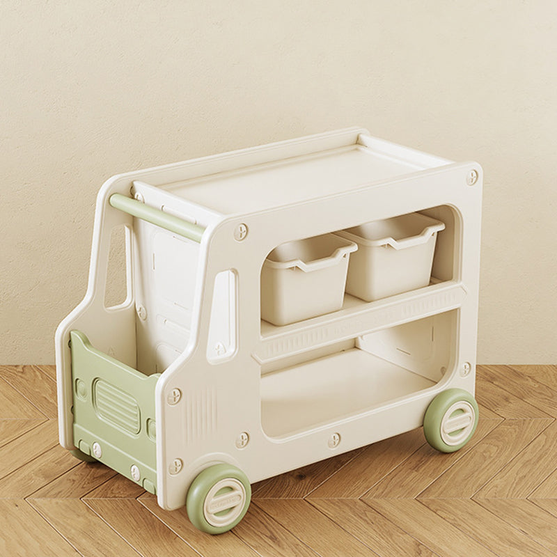 Modern Art Deco Car-Shaped Eco-Friendly HDPE Movable Kids Storage End Table 3-Tier For Living Room Cuvalon