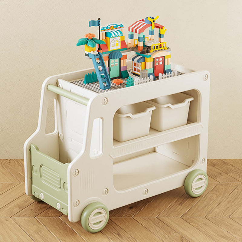 Modern Art Deco Car-Shaped Eco-Friendly HDPE Movable Kids Storage End Table 3-Tier For Living Room Cuvalon