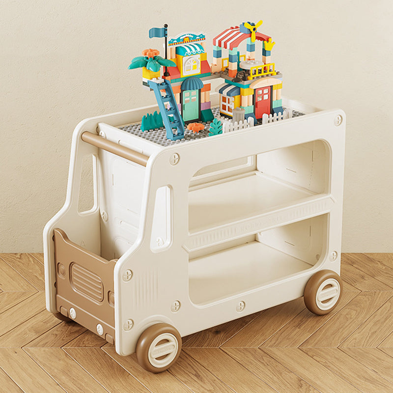 Modern Art Deco Car-Shaped Eco-Friendly HDPE Movable Kids Storage End Table 3-Tier For Living Room Cuvalon