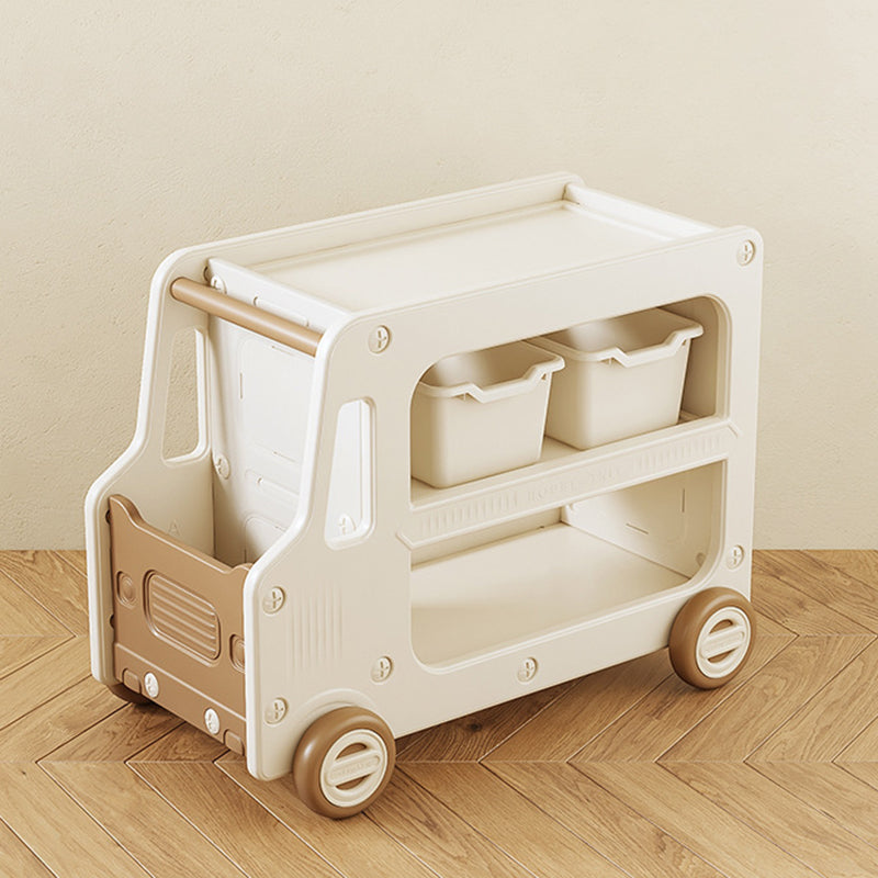 Modern Art Deco Car-Shaped Eco-Friendly HDPE Movable Kids Storage End Table 3-Tier For Living Room Cuvalon