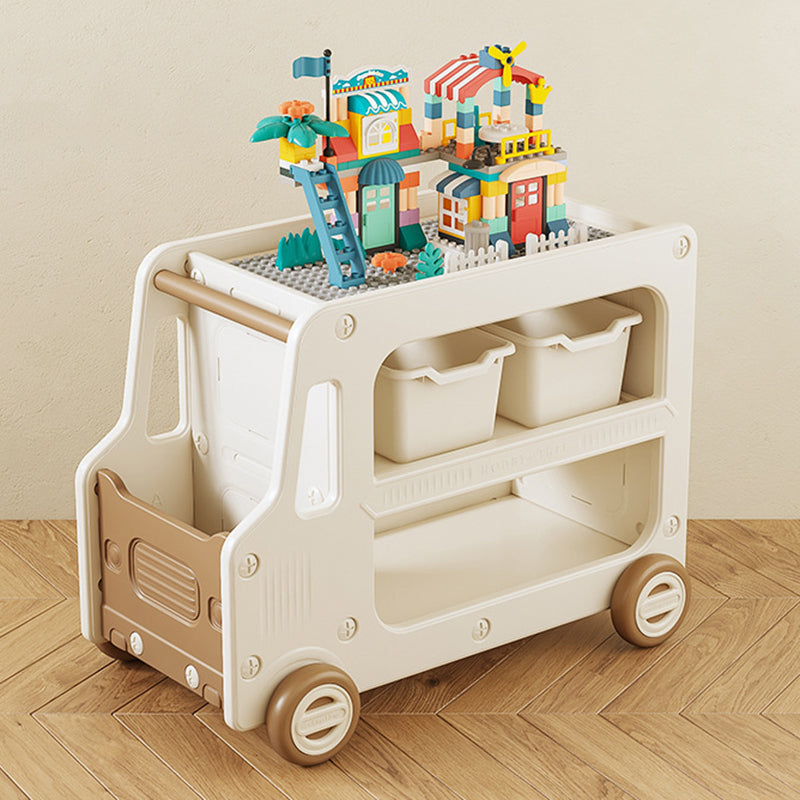 Modern Art Deco Car-Shaped Eco-Friendly HDPE Movable Kids Storage End Table 3-Tier For Living Room Cuvalon
