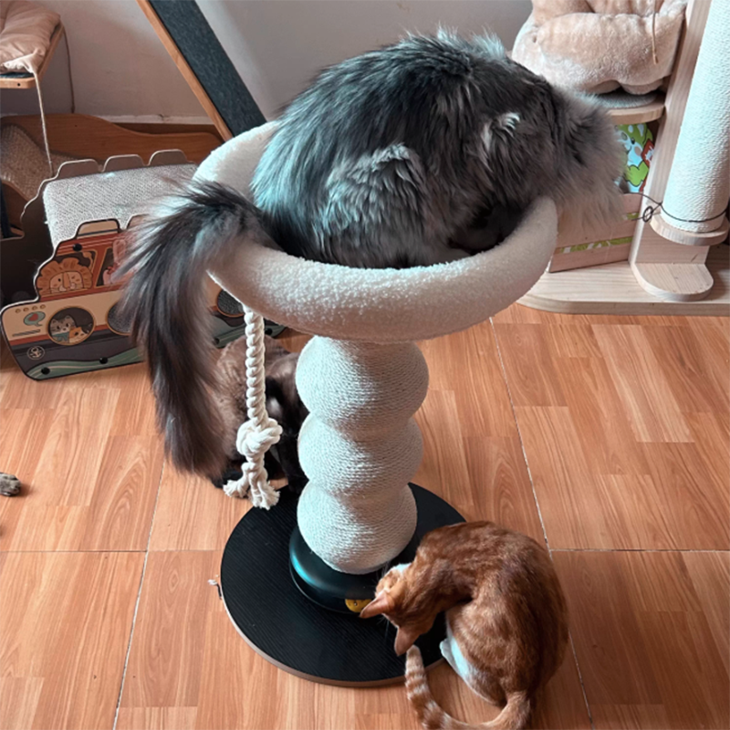 Contemporary Creative Gourd Sisal Rope MDF Scratch-Resistant Space-Saving Cat Tower 2-Tier For Living Room Cuvalon
