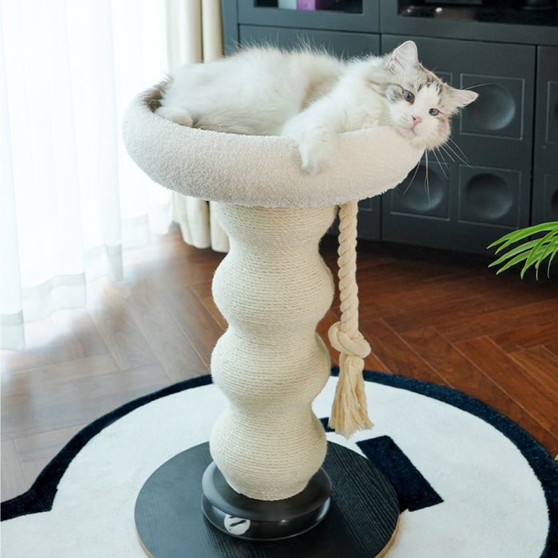 Contemporary Creative Gourd Sisal Rope MDF Scratch-Resistant Space-Saving Cat Tower 2-Tier For Living Room Cuvalon