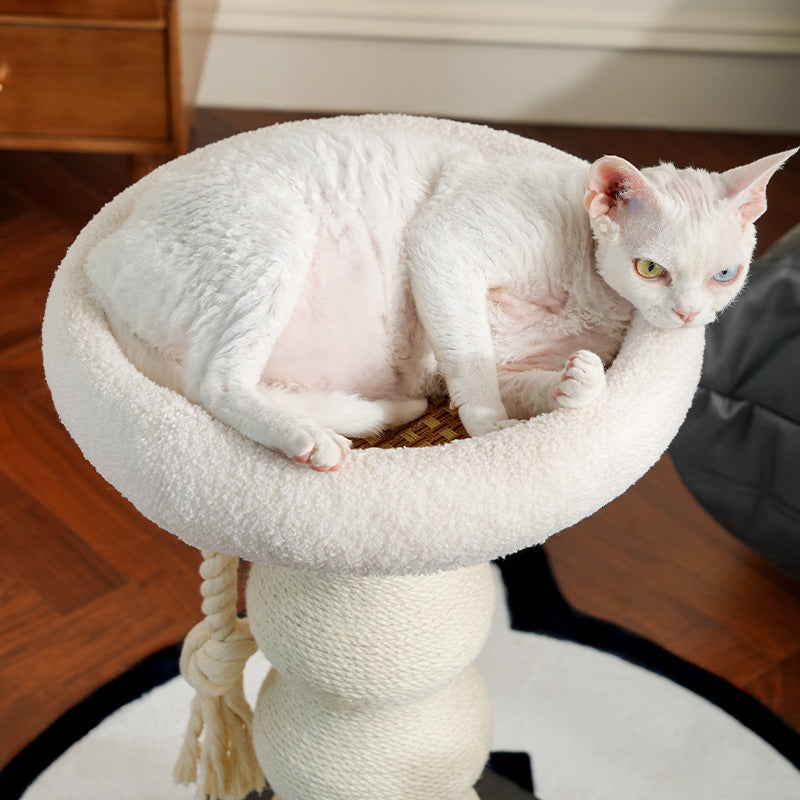 Contemporary Creative Gourd Sisal Rope MDF Scratch-Resistant Space-Saving Cat Tower 2-Tier For Living Room Cuvalon
