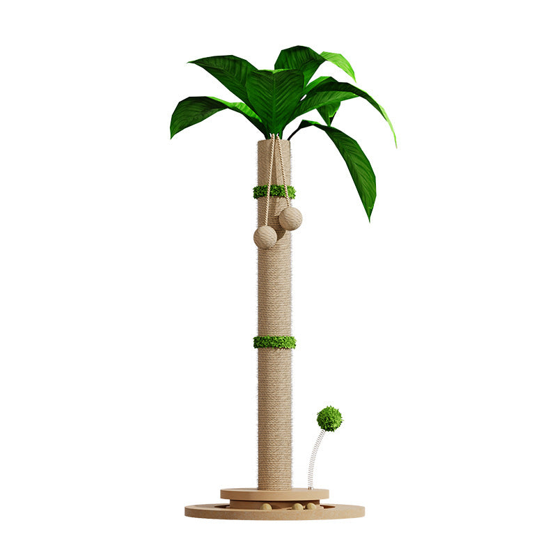 Traditional Rustic Sisal Rope MDF Tree Hard-Wearing Cat Tower 1-Rotating Base For Living Room Cuvalon