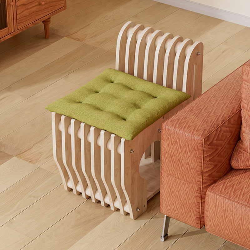 Modern Minimalist Rubberwood Wave Human-Pet Sharing Low Stool Backrest Armless For Living Room Cuvalon