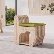 Modern Minimalist Rubberwood Wave Human-Pet Sharing Low Stool Backrest Armless For Living Room Cuvalon