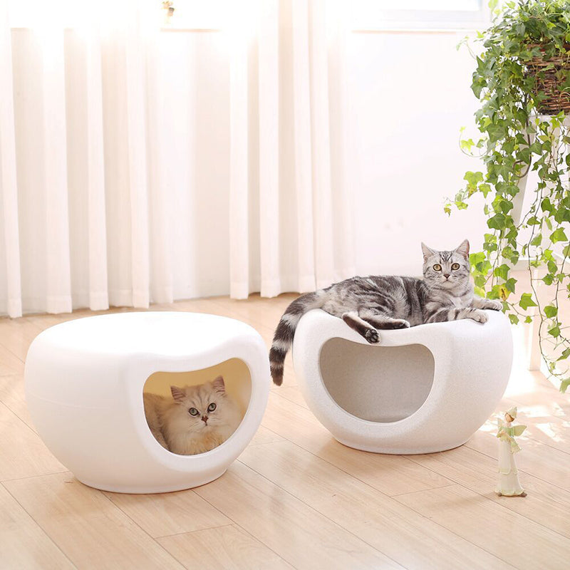Modern Minimalist Crescent Shape PE Plastic Human-Pet Sharing Washable Cat Bed 1-Hole For Living Room Cuvalon