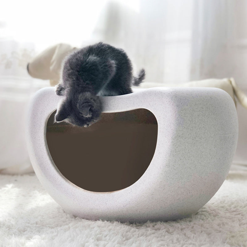 Modern Minimalist Crescent Shape PE Plastic Human-Pet Sharing Washable Cat Bed 1-Hole For Living Room Cuvalon