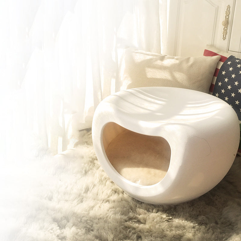 Modern Minimalist Crescent Shape PE Plastic Human-Pet Sharing Washable Cat Bed 1-Hole For Living Room Cuvalon