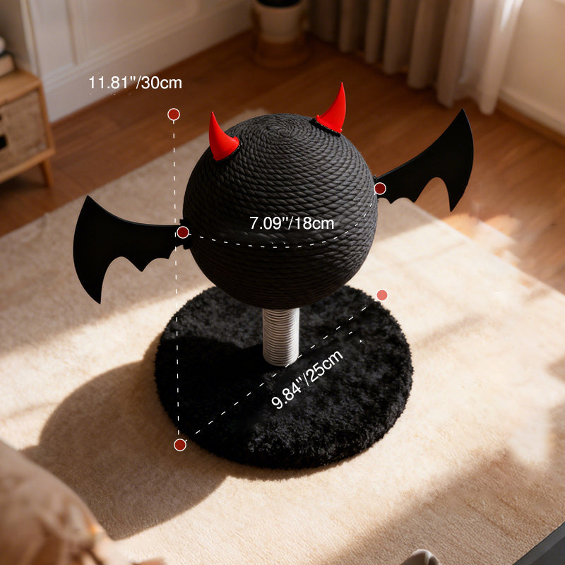 Contemporary Creative Cartoon Devil Bat Hemp Rope Spring-Mounted Cat Scratcher 1-Scratching Post For Living Room Cuvalon