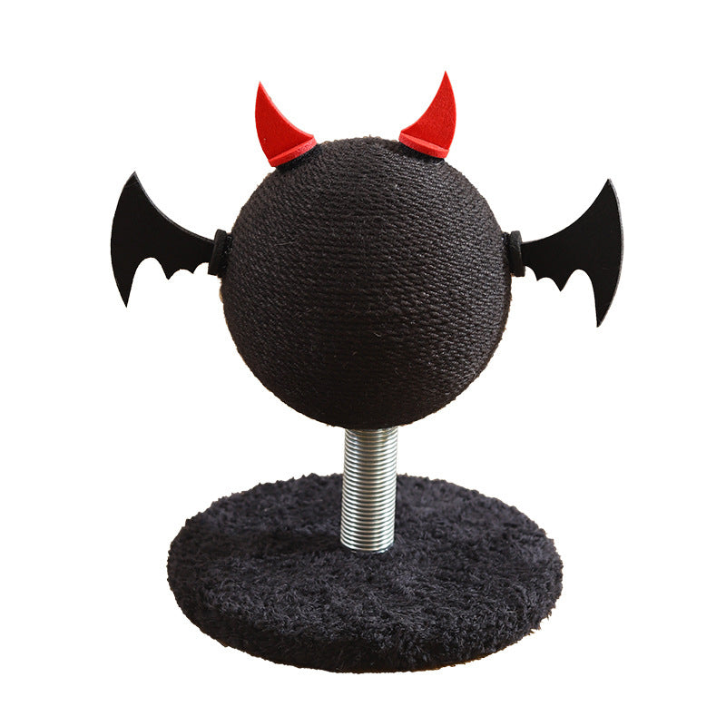 Contemporary Creative Cartoon Devil Bat Hemp Rope Spring-Mounted Cat Scratcher 1-Scratching Post For Living Room Cuvalon