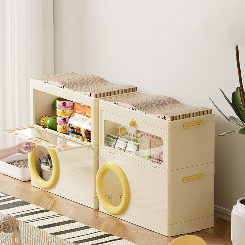 Modern Minimalist Rectangular PP Plastic ABS PET Stackable Floor-standing Storage Cat Bed 1/2-Layer For Living Room Cuvalon