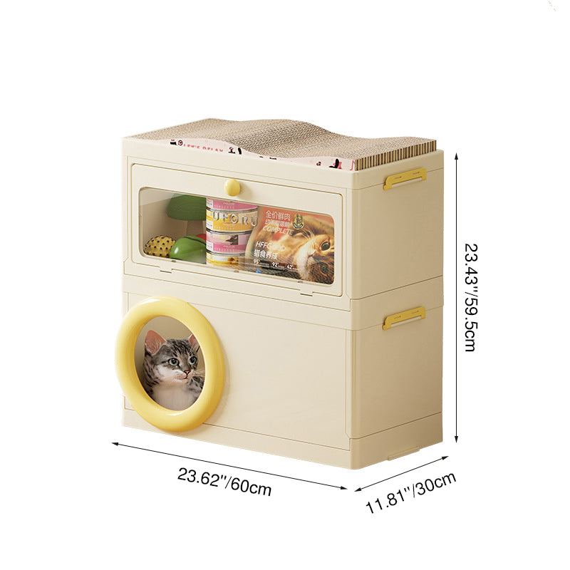 Modern Minimalist Rectangular PP Plastic ABS PET Stackable Floor-standing Storage Cat Bed 1/2-Layer For Living Room Cuvalon
