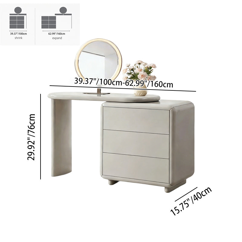 Scandinavian Extendable Makeup Vanity - High-Density MDF Solid Wood Particle Board 3-Drawer Vanity Table For Bedroom Cuvalon