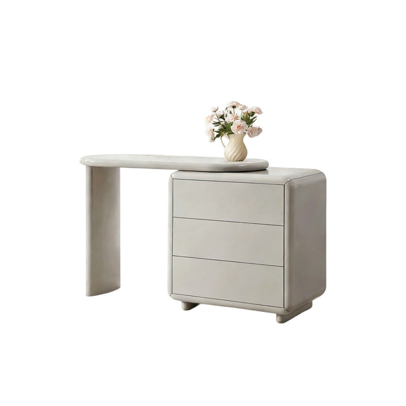 Scandinavian Extendable Makeup Vanity - High-Density MDF Solid Wood Particle Board 3-Drawer Vanity Table For Bedroom Cuvalon