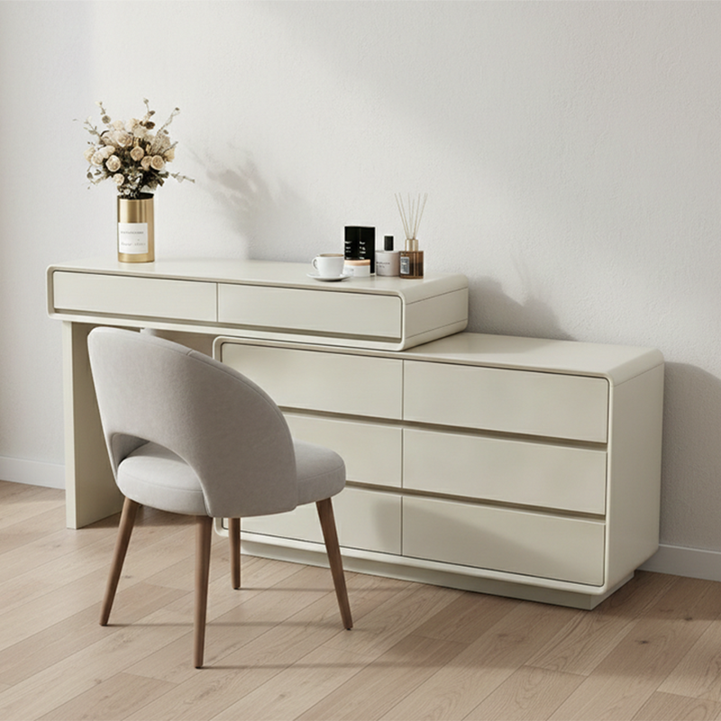 Space-Saving Extendable Dressing Table - MDF Countertop & Particle Board Drawers Makeup Vanity For Bedroom Cuvalon