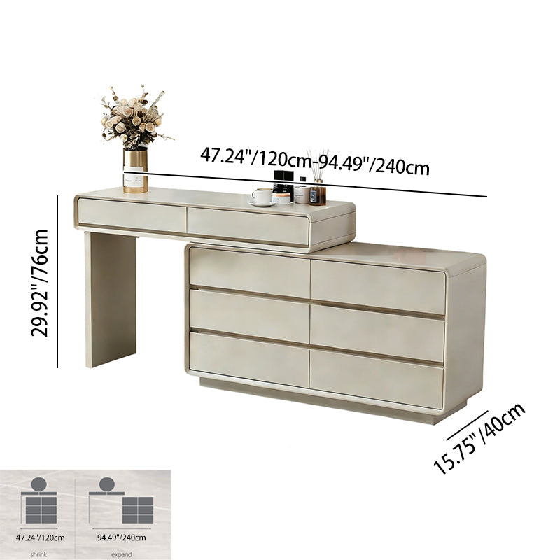 Space-Saving Extendable Dressing Table - MDF Countertop & Particle Board Drawers Makeup Vanity For Bedroom Cuvalon
