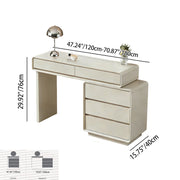 Contemporary Nordic Extendable Makeup Vanity - 5-Drawer High-Density MDF Particle Board Dressing Table For Bedroom Cuvalon