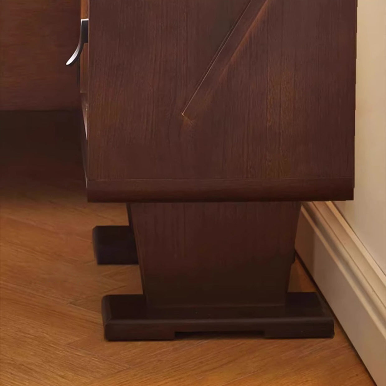 Contemporary Creative Solid Wood Glass Rounded Robot-Shaped Nightstand With 2 Storage For Bedroom & Living Room Cuvalon