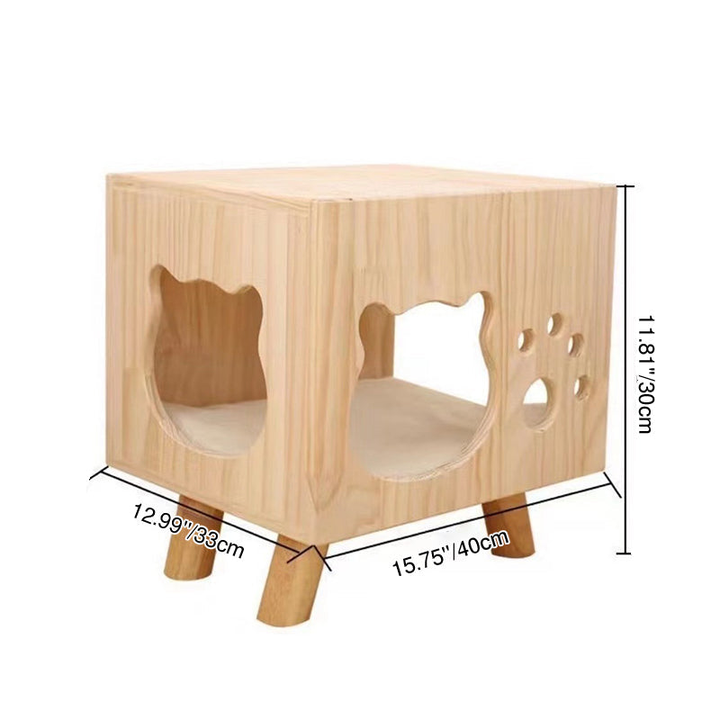 Modern Minimalist Solid Wood Cylinder Square Cat Bed 1 Storage For Bedroom Cuvalon