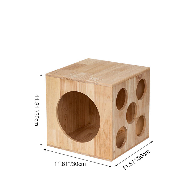 Traditional Chinese Rubberwood Square Round Cat Bed 1 Storage For Bedroom Cuvalon