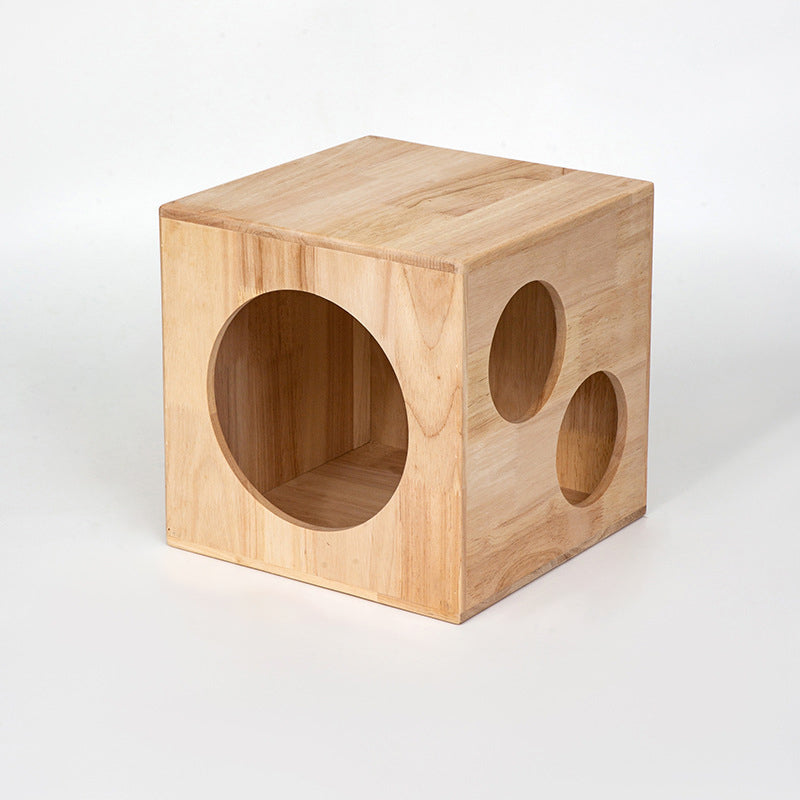 Traditional Chinese Rubberwood Square Round Cat Bed 1 Storage For Bedroom Cuvalon