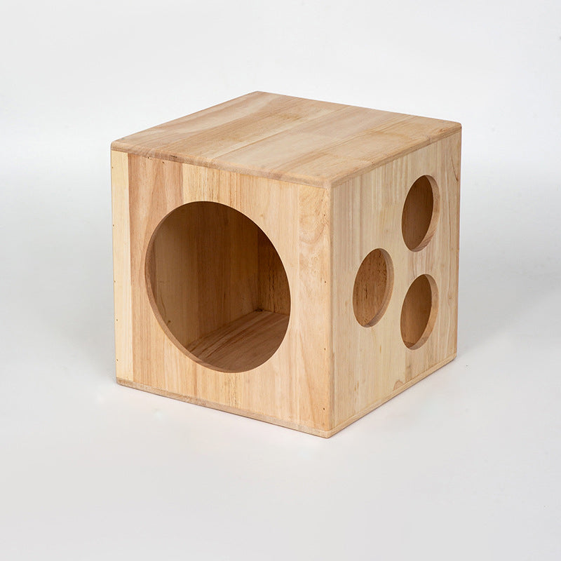 Traditional Chinese Rubberwood Square Round Cat Bed 1 Storage For Bedroom Cuvalon