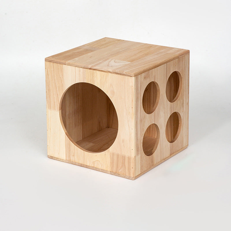Traditional Chinese Rubberwood Square Round Cat Bed 1 Storage For Bedroom Cuvalon