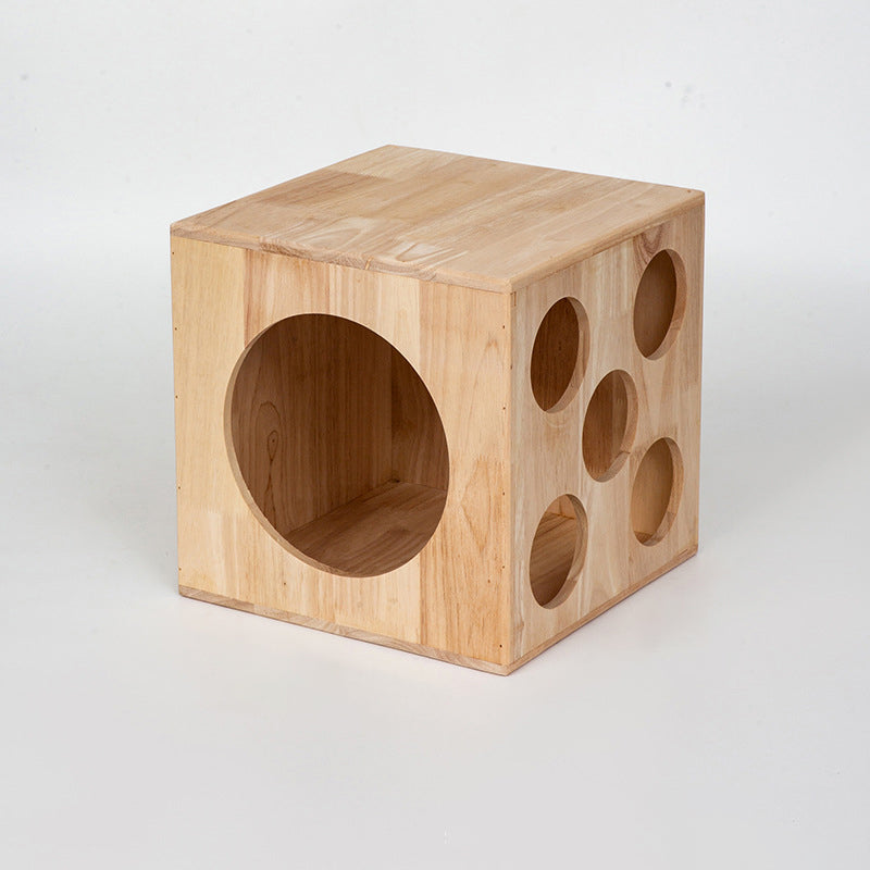 Traditional Chinese Rubberwood Square Round Cat Bed 1 Storage For Bedroom Cuvalon