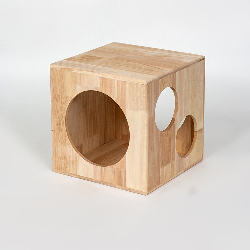 Traditional Chinese Rubberwood Square Round Cat Bed 1 Storage For Bedroom Cuvalon
