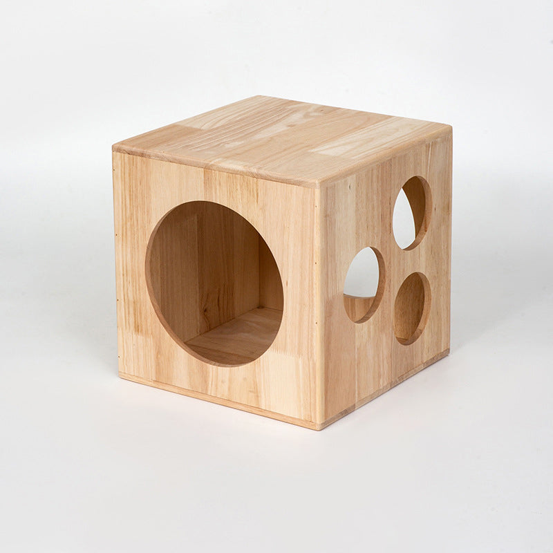 Traditional Chinese Rubberwood Square Round Cat Bed 1 Storage For Bedroom Cuvalon