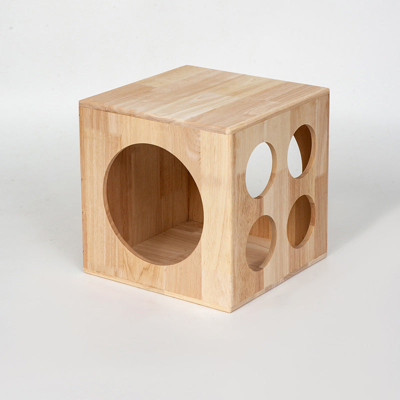 Traditional Chinese Rubberwood Square Round Cat Bed 1 Storage For Bedroom Cuvalon