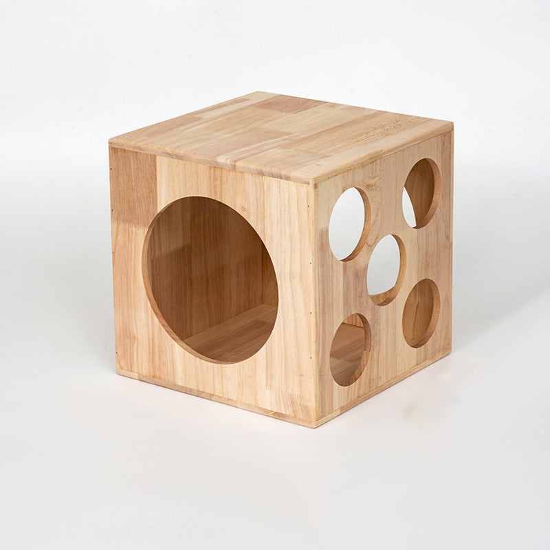 Traditional Chinese Rubberwood Square Round Cat Bed 1 Storage For Bedroom Cuvalon