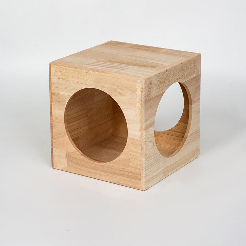 Traditional Chinese Rubberwood Square Round Cat Bed 1 Storage For Bedroom Cuvalon