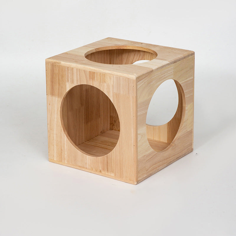 Traditional Chinese Rubberwood Square Round Cat Bed 1 Storage For Bedroom Cuvalon
