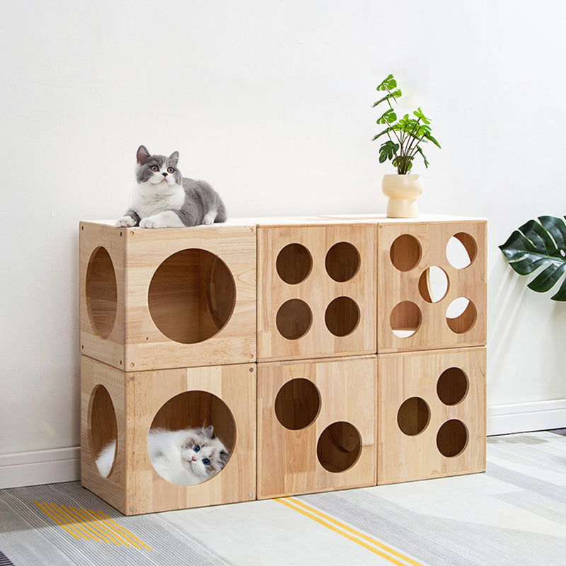 Traditional Chinese Rubberwood Square Round Cat Bed 1 Storage For Bedroom Cuvalon