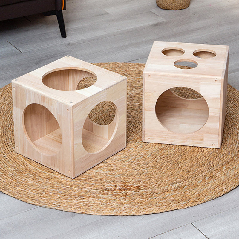 Traditional Chinese Rubberwood Square Round Cat Bed 1 Storage For Bedroom Cuvalon