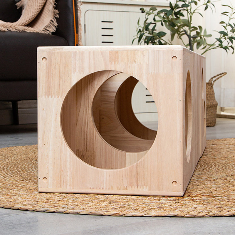 Traditional Chinese Rubberwood Square Round Cat Bed 1 Storage For Bedroom Cuvalon