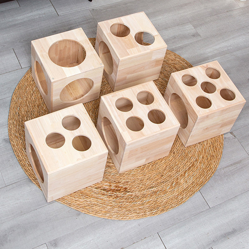 Traditional Chinese Rubberwood Square Round Cat Bed 1 Storage For Bedroom Cuvalon